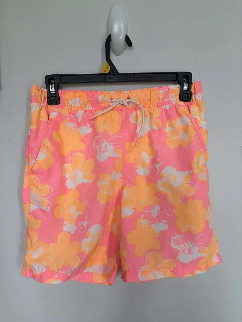 Cat & Jack Boys' Hibiscus Printed Swim Trunks - Coral Orange, Size XL (14)